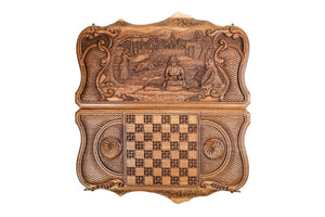 Backgammon de Voyage de Luxe Ouvert