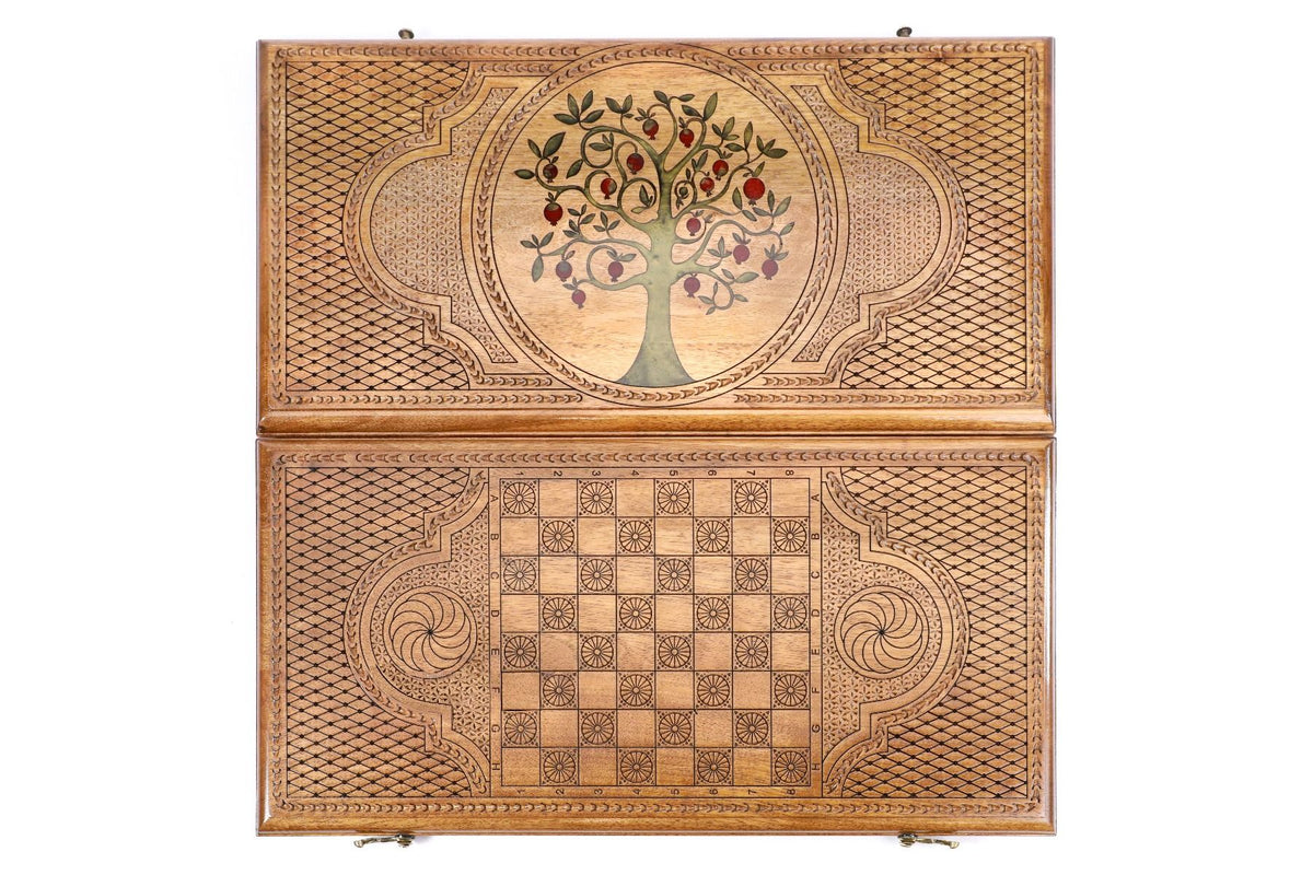 Plateau de Backgammon Artisanal <br>Arbre Grenadier