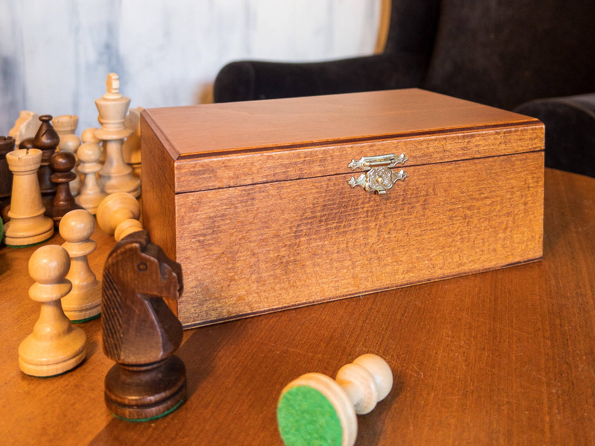 Superbe Grand Jeu D'Échecs En Bois Pearl Xl 42Cm - 16In. Échecs Superbe Grand Jeu D'Échecs En Bois Pearl Xl 42Cm - 16In. Échecs