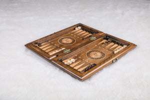 Échiquier Artisanal en Bois Backgammon