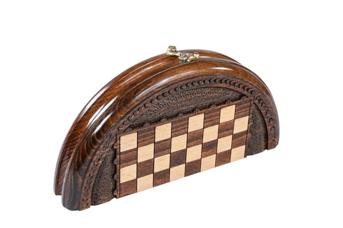 Echiquier Circulaire en Bois de Hêtre et son Jeu d'Echecs Roi