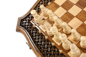 coffret echecs et jeu backgammon artisanal