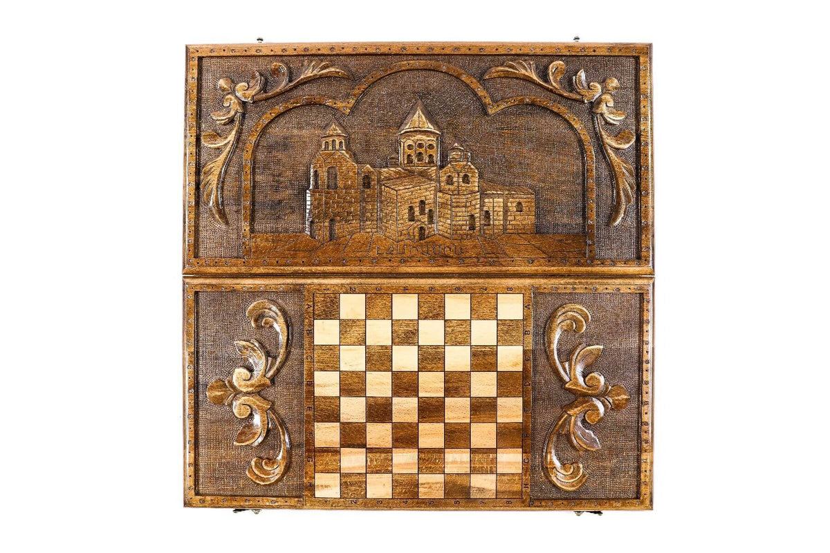 Grand Backgammon en Bois Damier