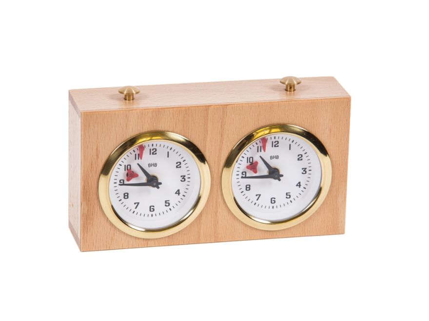 Horloge d'Echecs en Bois Naturel
