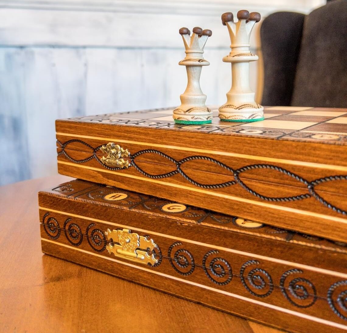 Jeu d'échecs en bois de sycomore érable