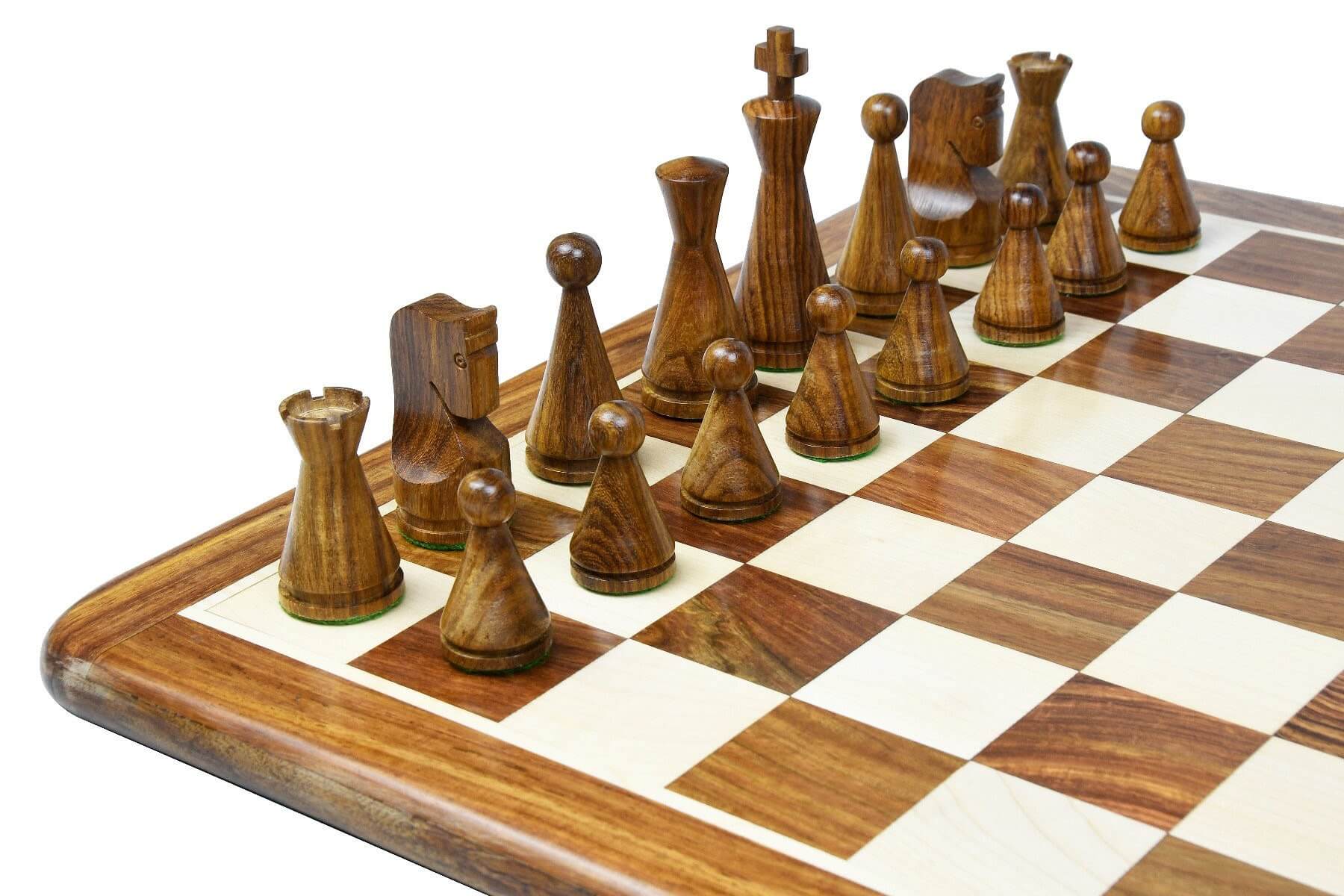 Jeu d'Échecs en Bois Sculpté Pions Blancs