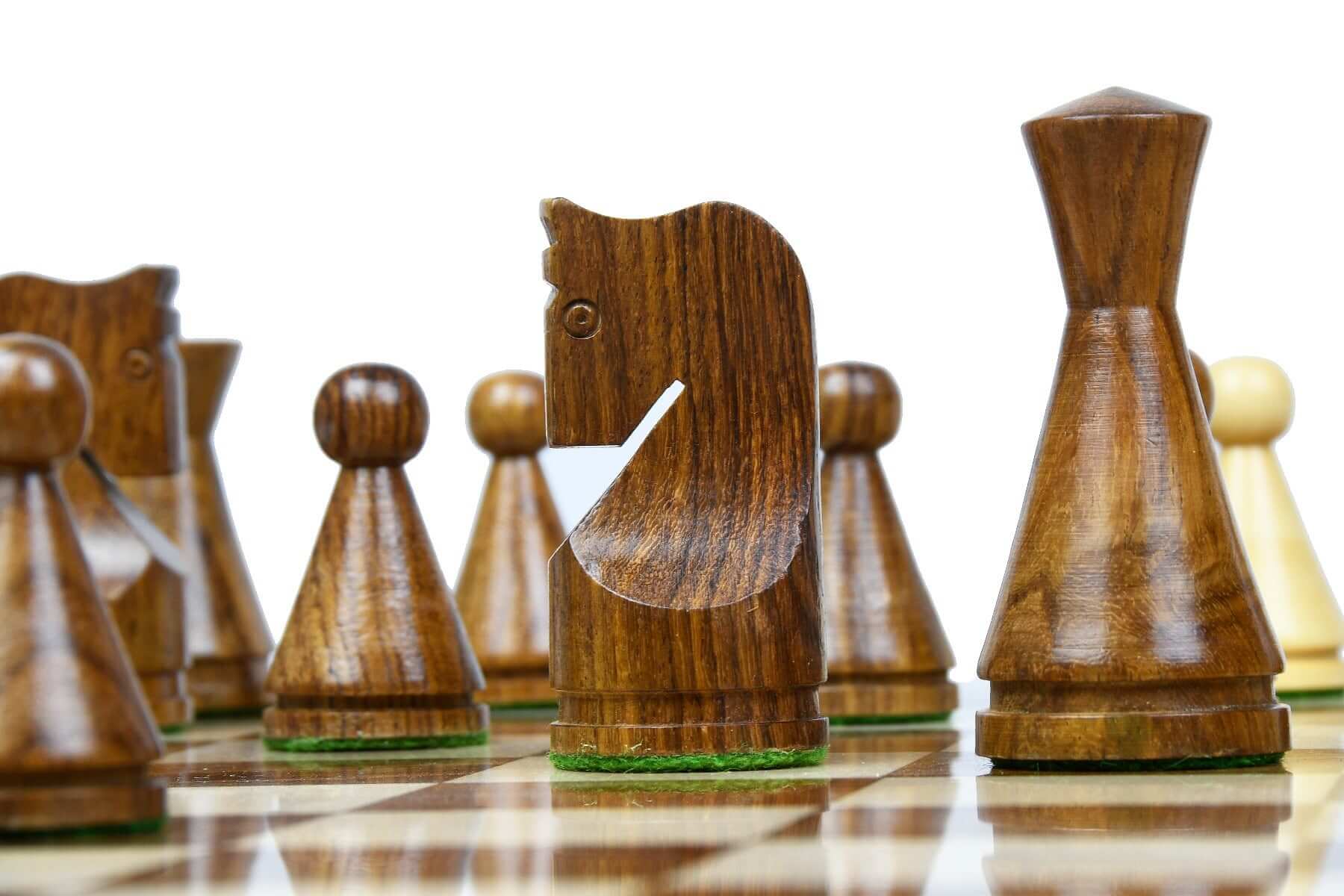 Jeu d'Échecs en Bois Sculpté Pions Noirs