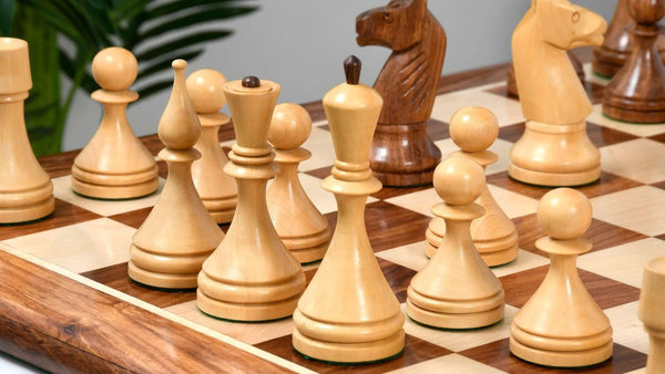 Jeu D'Échecs Régence Vintage 1940-50 – Pièces En Bois – Échiquier Damier Inclus (Roi 93 Mm)