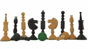 Jeu d'Echecs en Bois d'Ebène Poli Vert