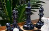 jeu echecs en marbre noir et blanc roi