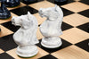 jeu echecs en marbre noir et blanc cases