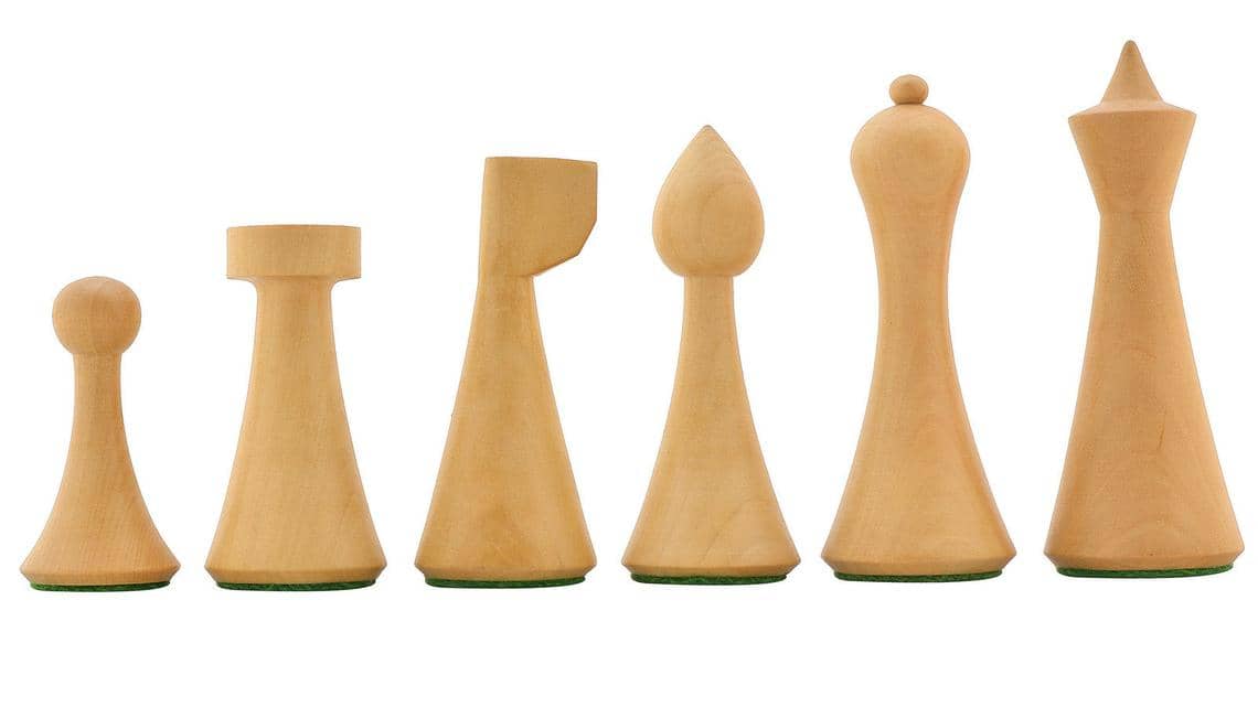 Jeu d'Echecs Minimaliste en Bois de Buis Blanc