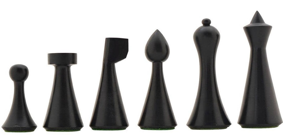 Jeu d'Echecs Minimaliste en Bois de Buis Noir