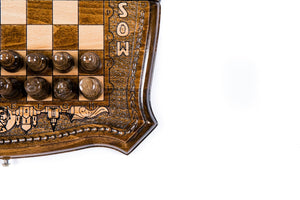 Jeu d'Échecs Russe <br>avec Échiquier Réversible en Backgammon