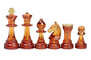 Pièces d'échecs transparentes<br> en Ambre