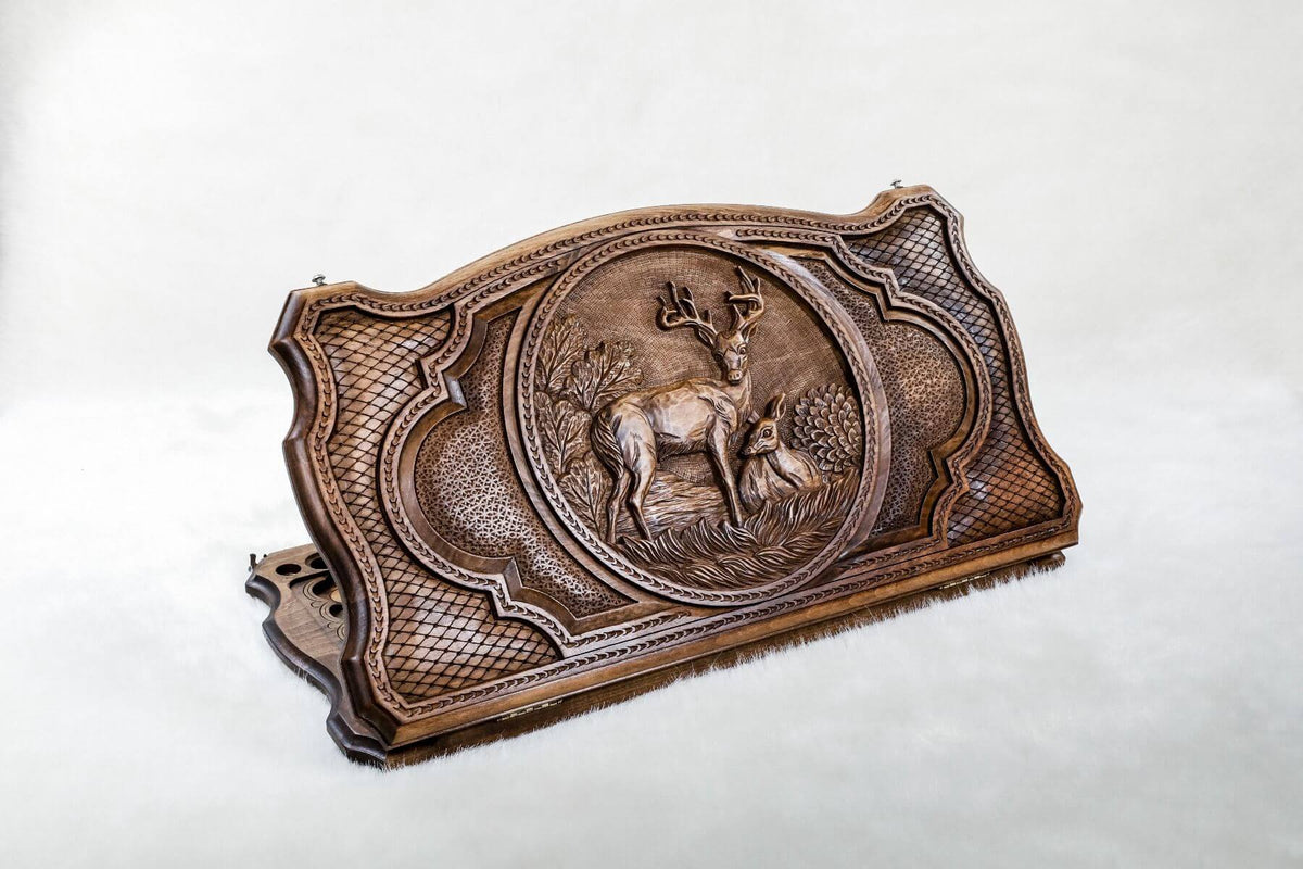 Plateau de Backgammon Cerf de Luxe en hêtre
