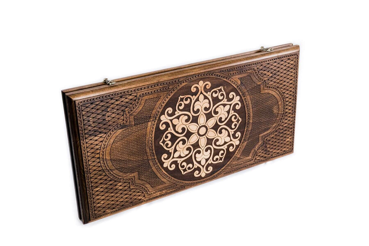 Plateau de Backgammon Flocon de Neige en Bois