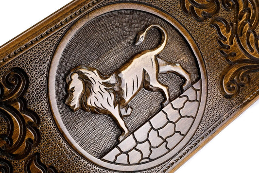 Plateau de Backgammon Lion Oriental en Bois