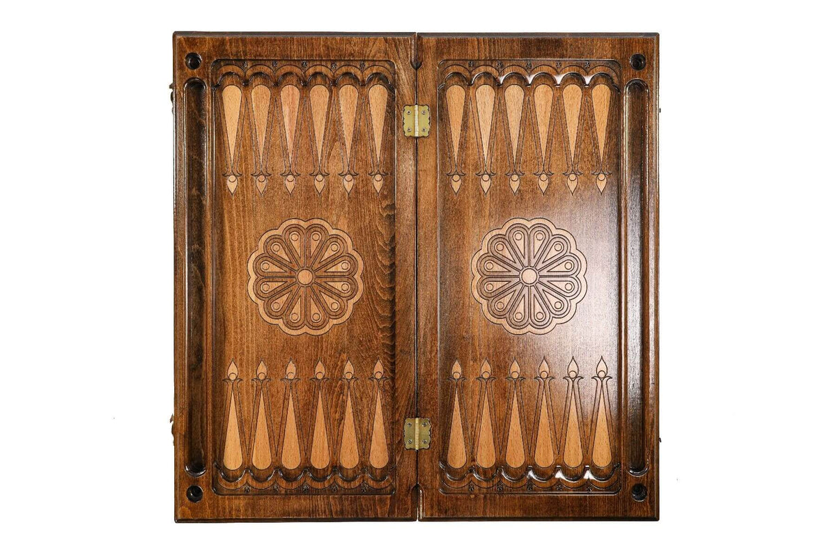 Plateau de Backgammon en Marqueterie Pions Adverses