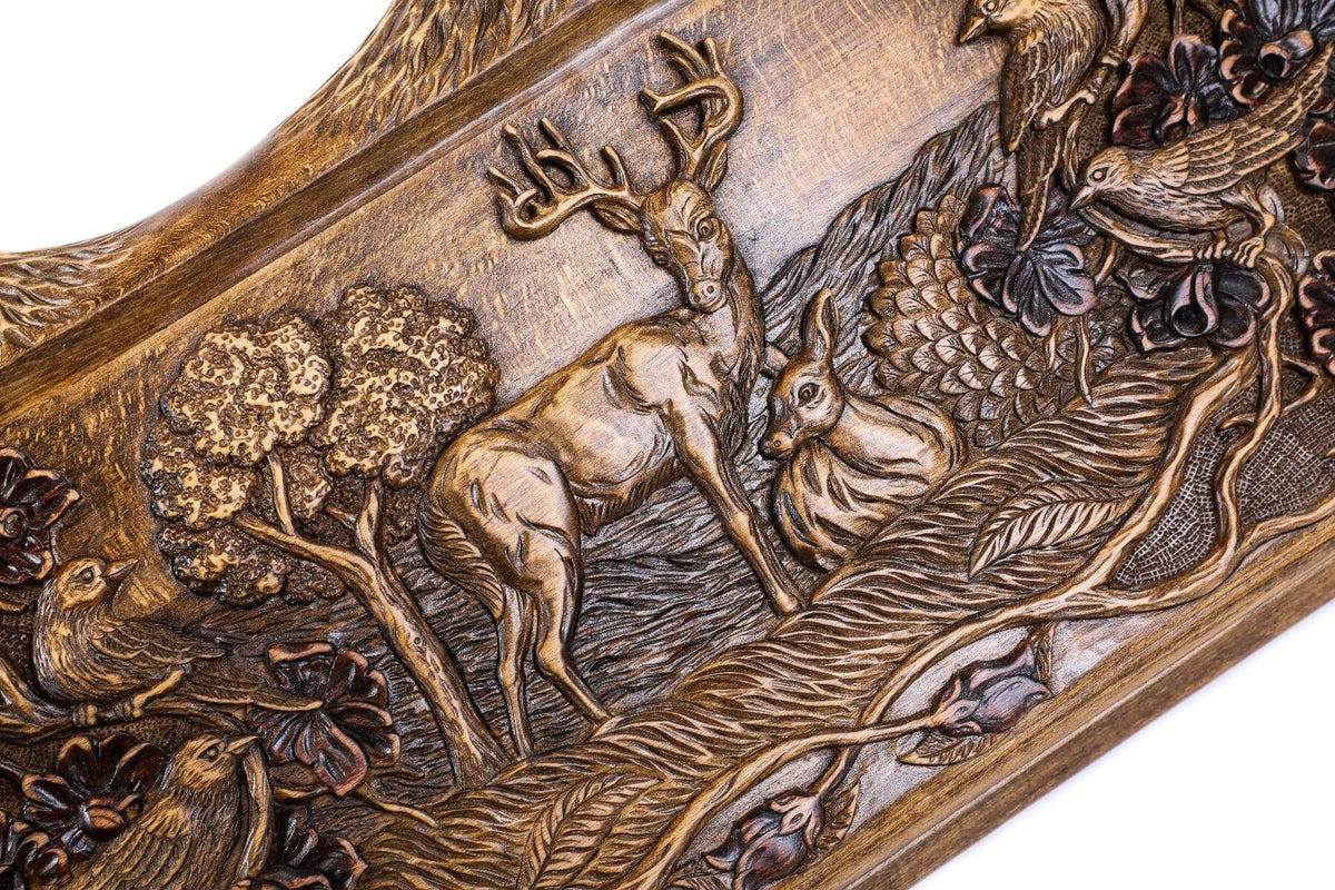 Plateau de Backgammon avec Paysage Naturel en Bois