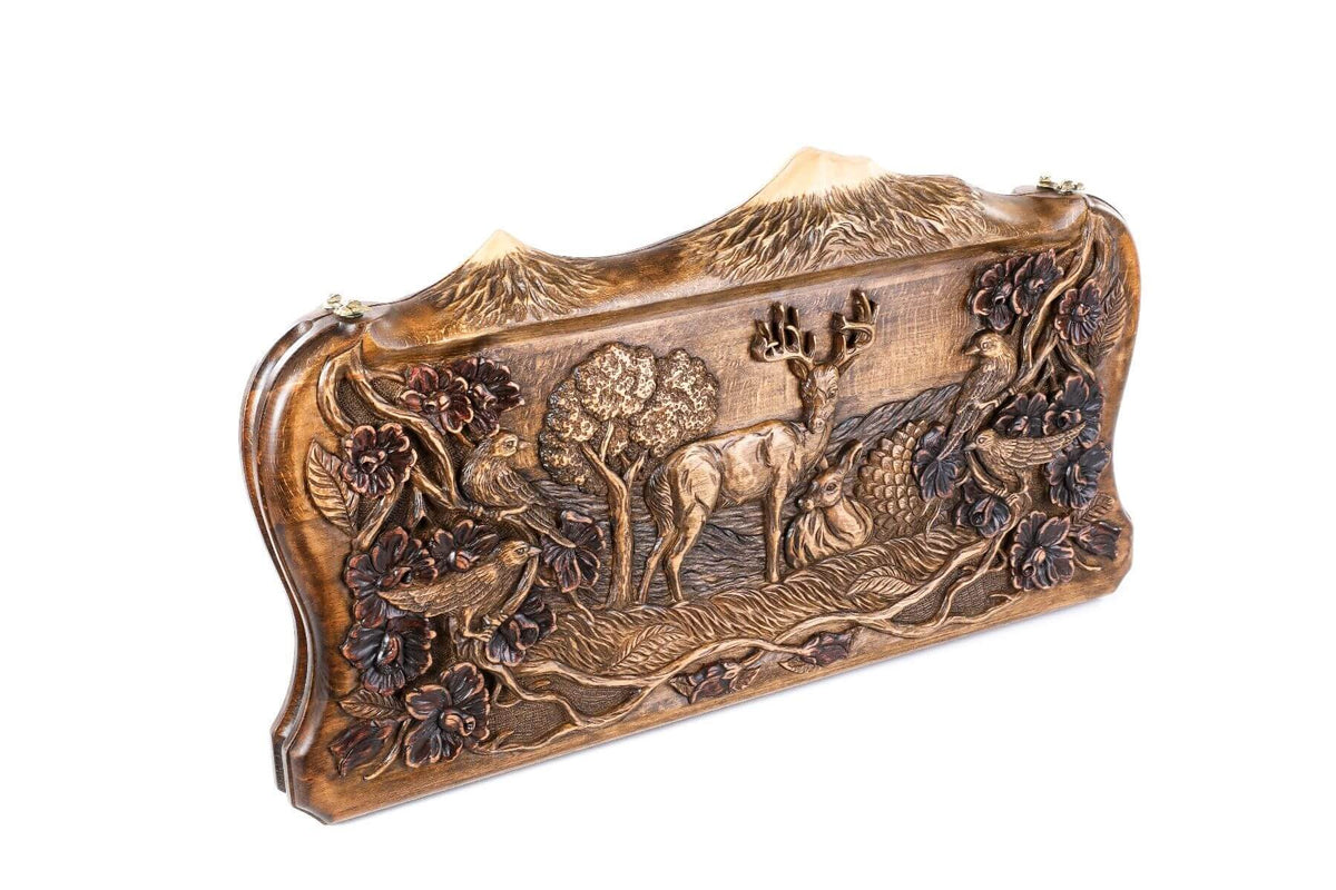 Plateau de Backgammon avec Paysage Naturel en Bois de Hêtre