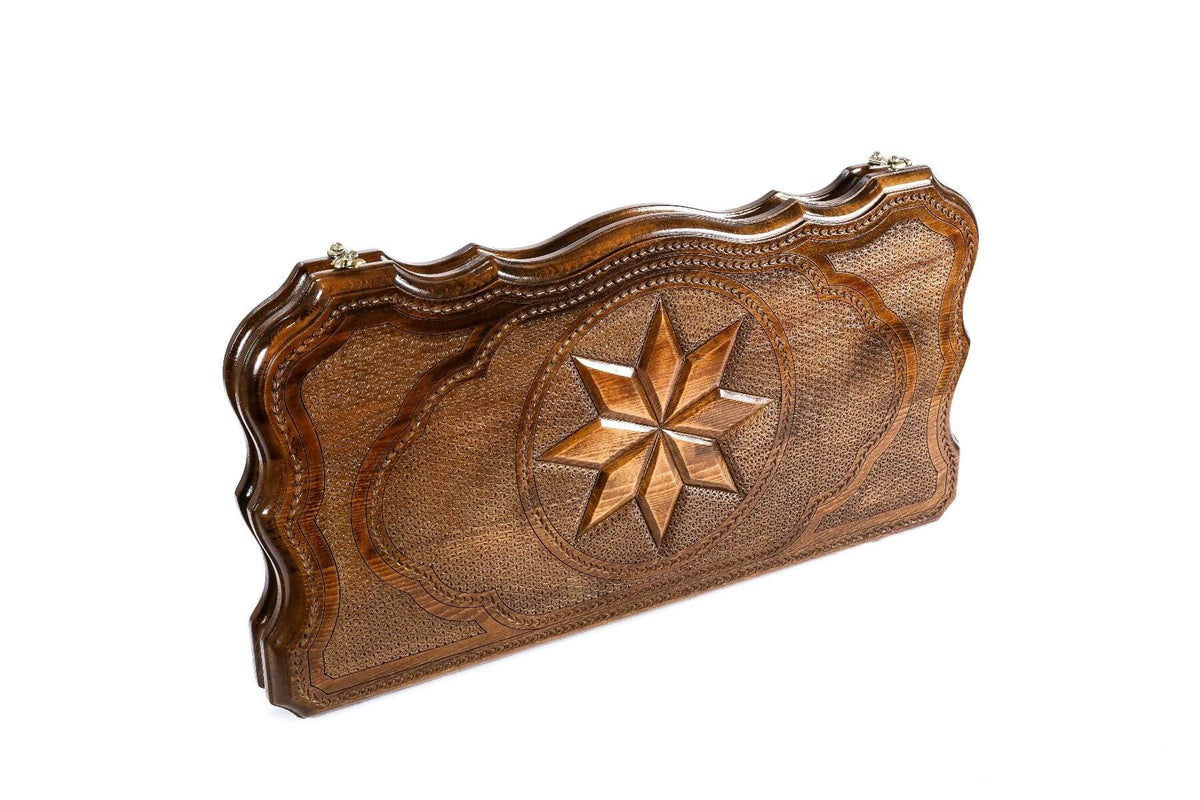 Plateau de Backgammon Octagramme en Bois de Hêtre