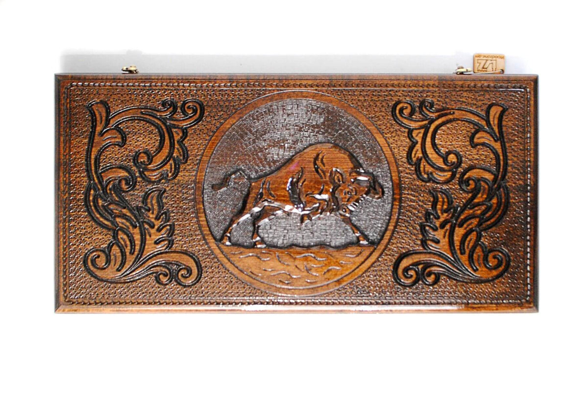 Plateau de Backgammon Taureau en Bois