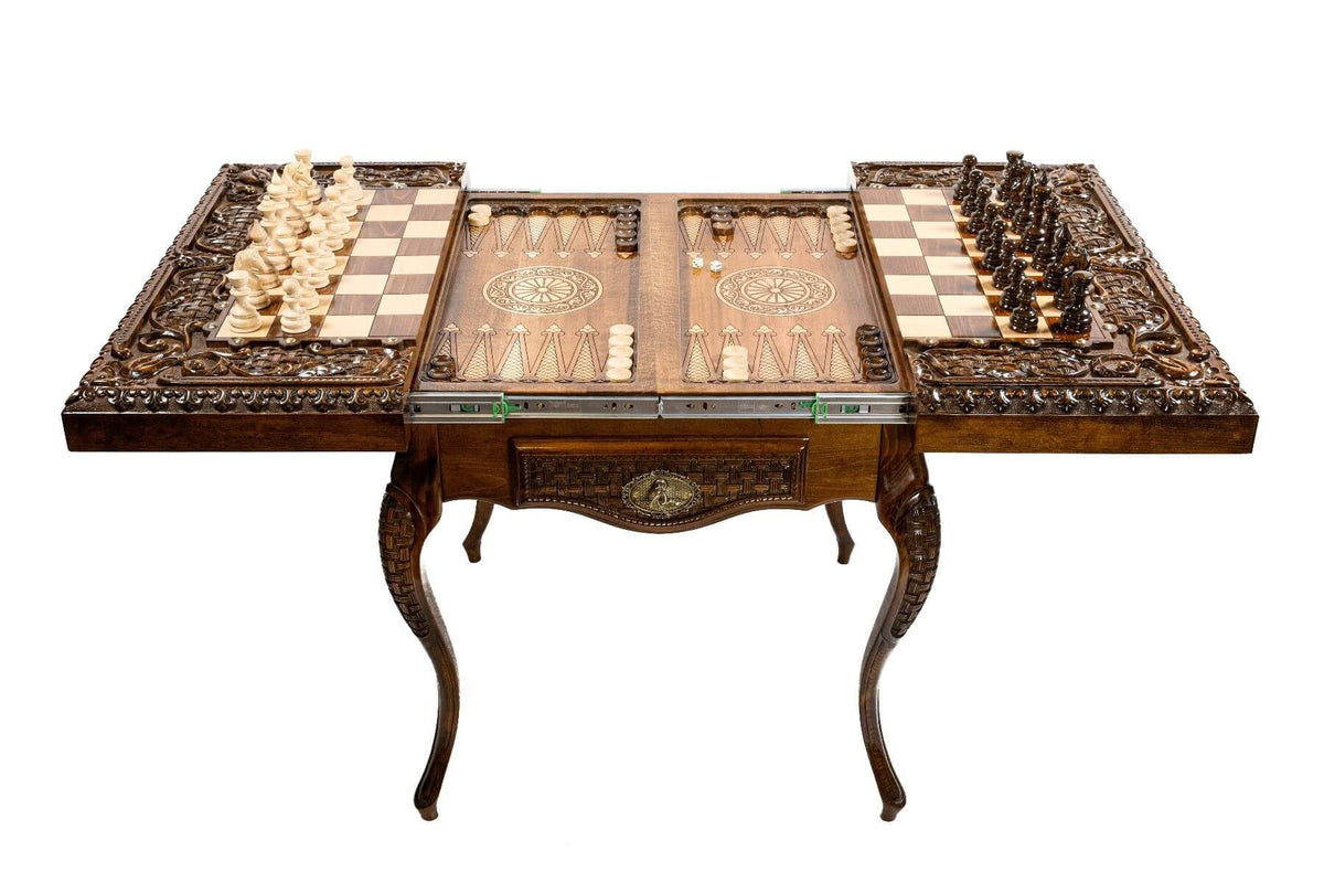 Table d'Echecs de Luxe en Bois de Noyer
