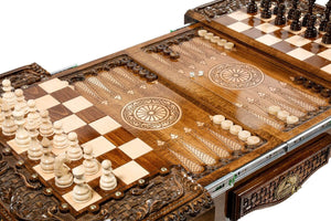 Table d'Echecs de Luxe Pions de Backgammon