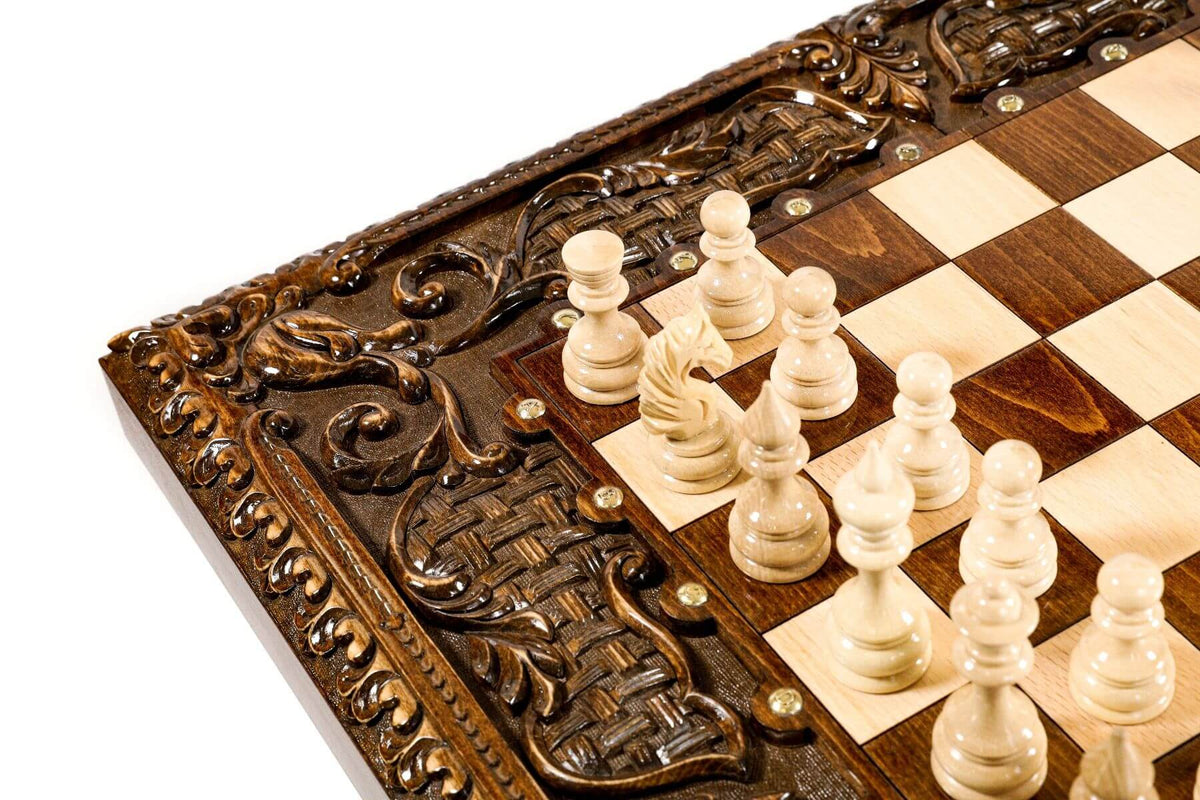 Table d'Echecs de Luxe Pions Noirs