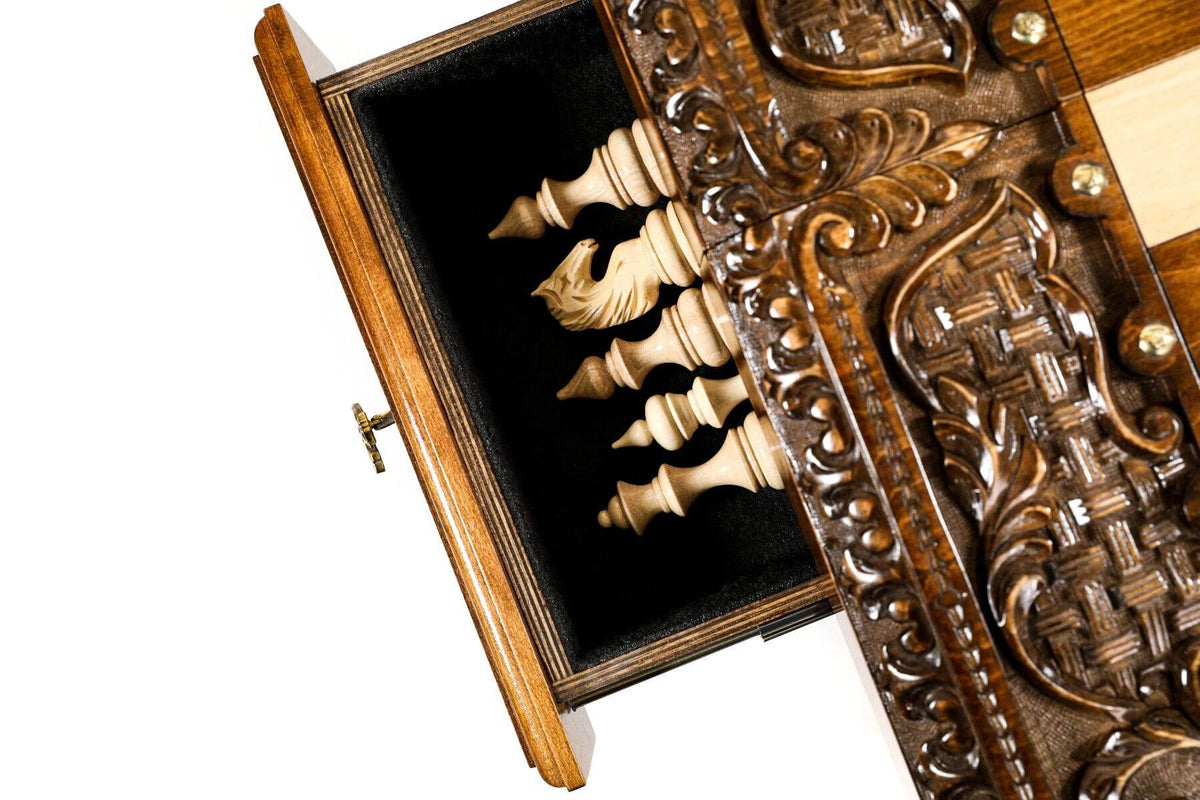 Table d'Echecs de Luxe avec Tiroir de Rangement