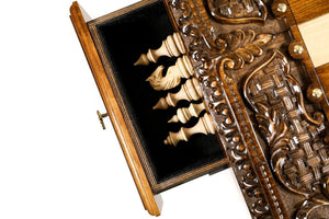 Table d'Echecs de Luxe avec Tiroir de Rangement